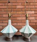Pair Chalkware Lamps 1950s 1960s Vintage Mid Century Modern Lighting Atomic Era