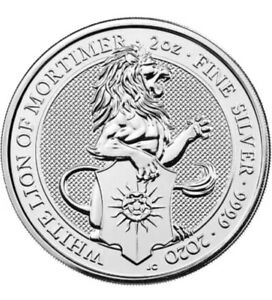 2020 Queen's Beast White Lion of Mortimer 2 oz Silver Coin