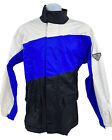 First Gear Black Blue & White Color Block Motorcycle Rain Jacket Men Size Small