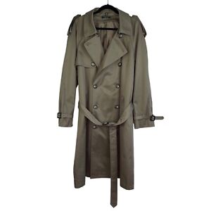 Lauren Ralph Lauren Khaki Green Long Trench Coat Overcoat Men's 44R - No Liner