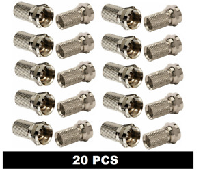NEW 20 pack F Type Male Twist On Connectors for RG6 Coaxial Coax Antenna Cable