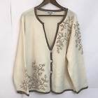 Coldwater Creek wool blend cardigan embroidered beaded metallic floral SZ 3X