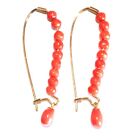 Handmade Italian Red Coral Semi Hoops Earrings 14k Gold Filled jewelry