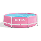 Intex 28290EH 8ft x 30in Round Metal Frame Above Ground Swimming Pool, Pink