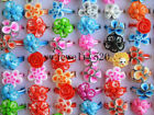 Wholesale Lots 50Pcs Colors Flower Polymer Clay Children's Rings 16-19mm