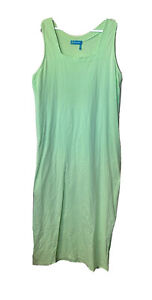 Fresh Produce Womens Large Cotton Sleeveless Jersey Maxi Dress Green Coastal