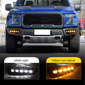 For Ford F-150 F150 Raptor 2017-2020 Bumper LED DRL w/Turn Signal Fog Lights Set