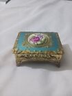 New Listing(P7-11) Vintage Rectangular Trinket Box Victorian Style Floral EUC