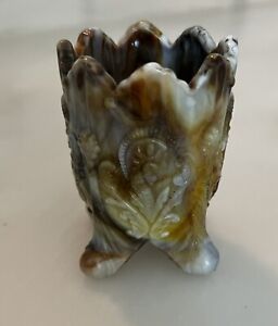 Vintage Molded Opaque Glass Footed Toothpick Holder