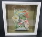Antique 3D Valentine Shadowbox Framed Die Cut Germany? Pop-out Floral Bird