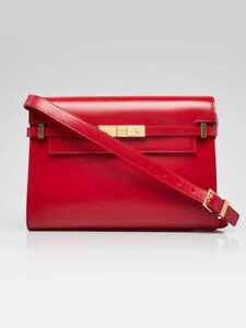 Yves Saint Laurent Eros Red Box Leather Manhattan Shoulder Bag