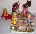 LOT of Four Small Mattel Dolls with Red Wagon and Winnie the Pooh. View pictures