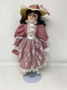 Porcelain Doll Vtg Heritage Mint Collection 16” W/ Stand & Hat Taiwan Vintage