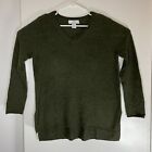 Magaschoni 100% Cashmere V-Neck Sweater Pullover Womens Medium Green