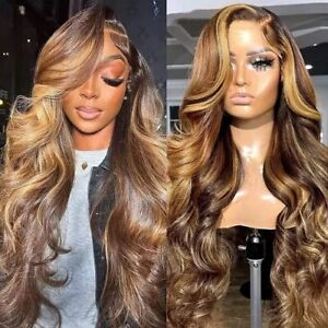 Highlight Brown Body Wave T Part Lace Front Wig Human Hair Wigs Pre Plucked