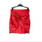 Zara Red Faux Leather Twist Front Mini Skirt XS
