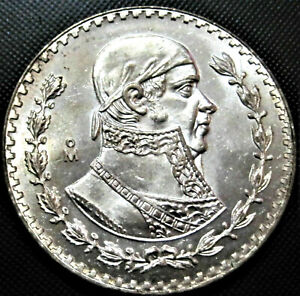 💎 Large Brilliant Uncirculated Silver Mexico Un Peso Coin! Mexican Un Peso!