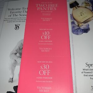 Victoria Secret Coupon Lot Expires 5/26/24 Two Panties $10 Off $30 Off