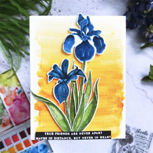 Iris Flowers Metal Cutting Dies Clear Stamps for Diy Scrapbooking Paper Crafts