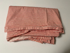 Lauren Ralph Lauren Twin Flat Sheet 100% Cotton Red White Striped - READ