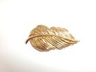 Vintage Napier Leaf or Feather Pin Brooch Gold Tone Open Work Signed F90 2.25 in