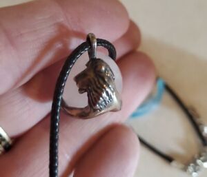 Vintage Sterling Silver Lion Wrapped Rose Quartz Crystal Sphere Pendant Necklace