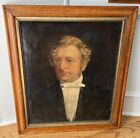 Antique Portrait of a Gentleman Mid 19th Century Oil on Canvas, Birdseye Maple!