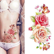 Fake Temporary Tattoo Sticker Pink Rose Flower Arm Body Waterproof Wome`jm