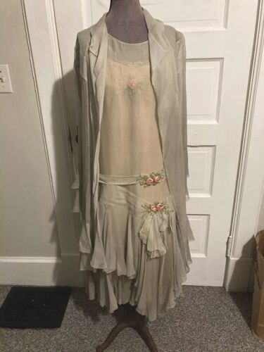 Antique 1920s 2pc Day Dress With Long Jacket