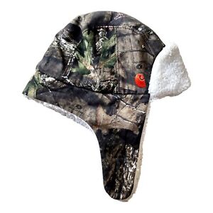 CARHARTT Camo Sherpa Lined Trapper Hat Toddler Hook Loop Ear Flap Infant EX COND