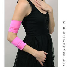 Shiny Arm Bands Pink Super Hero Costume Gloves Cuffs Cosplay Wet Look Spandex