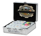 Double 15 Numeral Pro Size Mexican Train And Chicken Domino Set in Aluminum Case