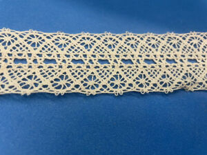 Vintage 4 Yards Natural Delicate Crochet Insert  Lace Trim 1 3/4”