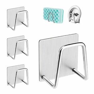 Stainless Steel Adhesive Sponge Holder Sink Caddy for Kitchen Accessories 4PCS