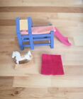 New ListingToy Miniature Doll House Loft bed Attached Slide With Rocking Horse