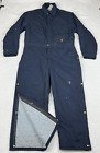 Vintage Carhartt Coveralls Mens 46 Short Blue Quilt Lined FR Duck Canvas USA