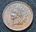 1904 Indian Head Cent AU Details! Full Liberty 4 Diamonds