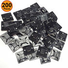 NiftyPlaza 200 Pack Black Cable Tie Mounts Self ADHESIVE Clips Base 20mm x 20mm