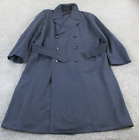 Vintage Classic Mens Double Breasted Trench Coat Blue Sz 46 Long Heavy Walk EUC