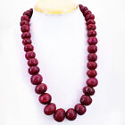 1090.00 Cts Earth Mined Red Ruby Round Shape Carved Beads Necklace NK 07E33