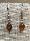 Vintage Baltic Amber Dangle Earrings 925 Sterling Silver Simple Classic Design