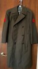 VTG USA Military Army Green Serge Wool Trench Coat Overcoat 36s Mens S Womens M