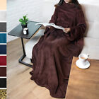 Fleece Wearable Blanket with Sleeves Pocket Fleece Warm TV Blanket Gift Adults