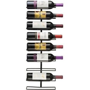 8-Tier Wall Mounted Wine Rack Metal Wine Bottle Storage Display Holder