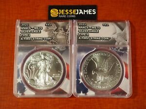New Listing2021 SILVER EAGLE ANACS MS70 FIRST STRIKE 2 COIN SET BOTH TYPE 1 & TYPE 2