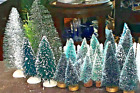Christmas Village Bottle Brush Snow Flocked Trees Vintage Lot of 4 (random mix)