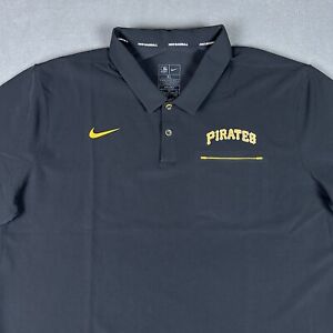 Pittsburgh Pirates Nike Polo Shirt Men XL Black Engineered MLB Authentic Dri Fit