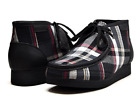 NEW British Walker Mens Shoe Wallabee Style New Castle Leather Plaid Print Black