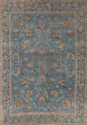 Semi-Antique Over-Dyed Light Blue Tebriz Area Rug 10x13 Wool Hand-knotted Carpet