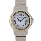 Cartier Santos Octagon 0907 Automatic 18k Gold & Steel 24mm Ladies Watch w/Box